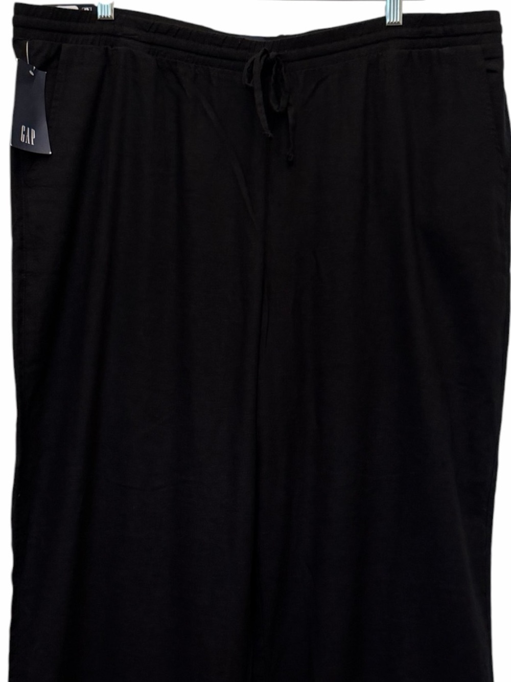 GAP Women XXL Black Linen Blend Wide Leg Pull On Drawstring Stretch Waist Pants - Picture 3 of 10